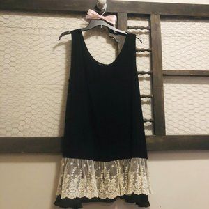 Adorn Black Tank Dress with Lace